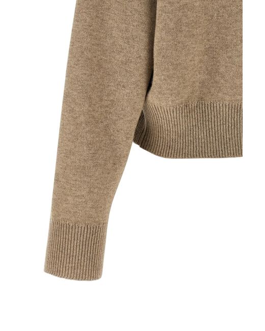 Brunello Cucinelli Natural High Neck Zip-Up Cardigan