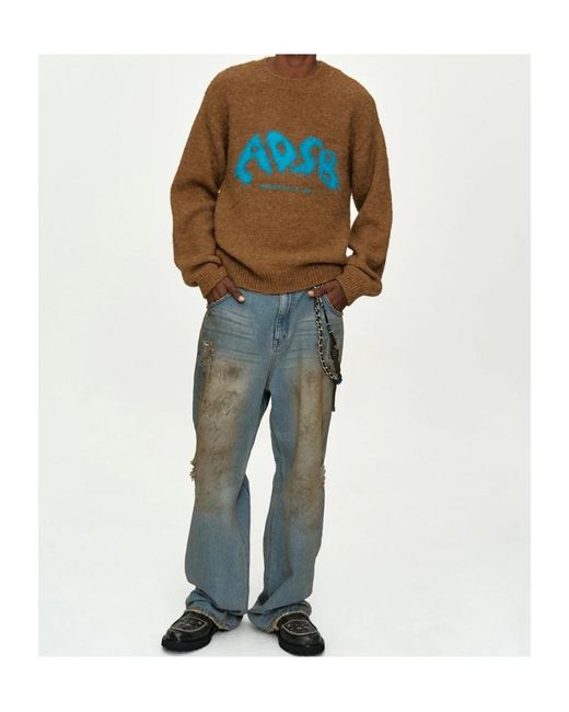 ANDERSSON BELL Blue Destroyed Wide-Leg Jeans for men
