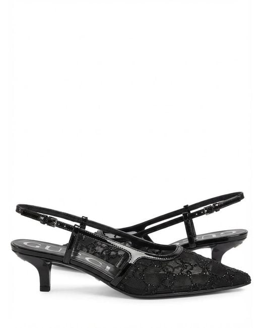 Gucci Black Gg Crystal Slingback Pump, Uk