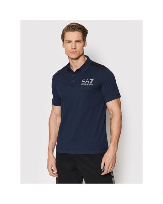 EA7 Blue Logo Short-Sleeved Polo Shirt for men