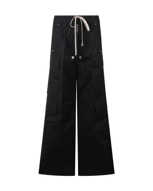 Rick Owens Black Wide-Leg Drawstring Trousers for men