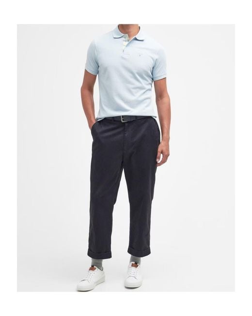 Barbour Blue Logo Embroidered Polo Shirt for men