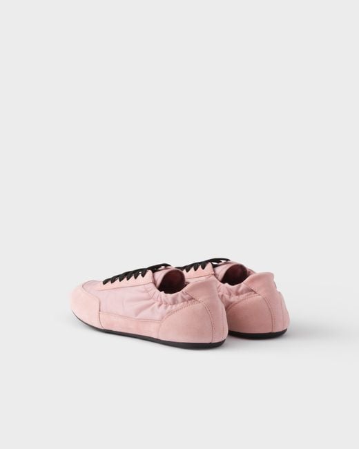 Prada Pink Collapse Lace-Up Sneakers