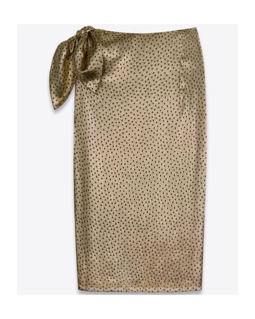 Saint Laurent Natural Tied Pencil Skirt