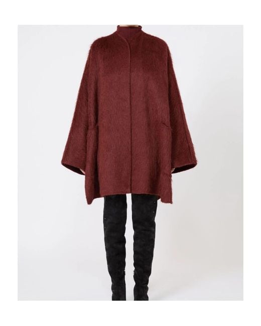 Max Mara Red Short Alpaca And Wool Coat