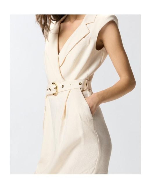 Pinko White Belt Midi Wrap Dress