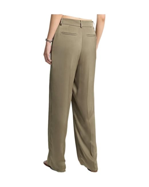Michael Kors Green Drapey Satin Wide Leg Pants