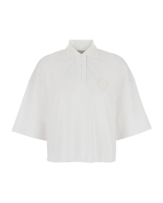 Brunello Cucinelli White Short Sleeve Polo Shirt