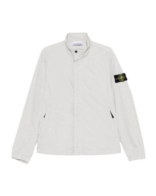Stone Island White Logo-Patch Jacket for men