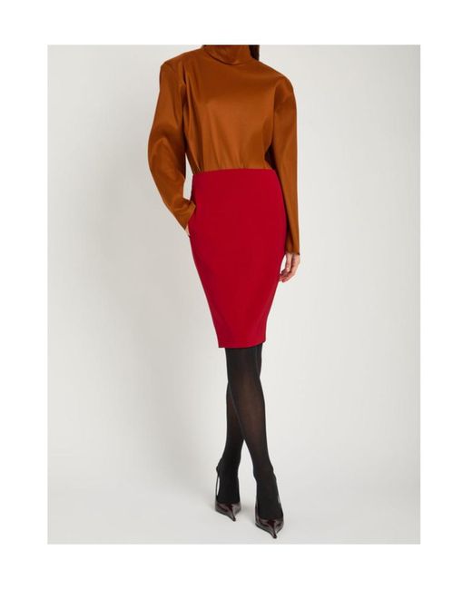 Saint Laurent Brown High-Neck Stretch-Silk Top