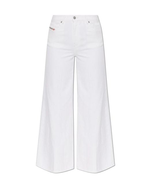 DIESEL White D-Akemi Pleated Flared Jeans