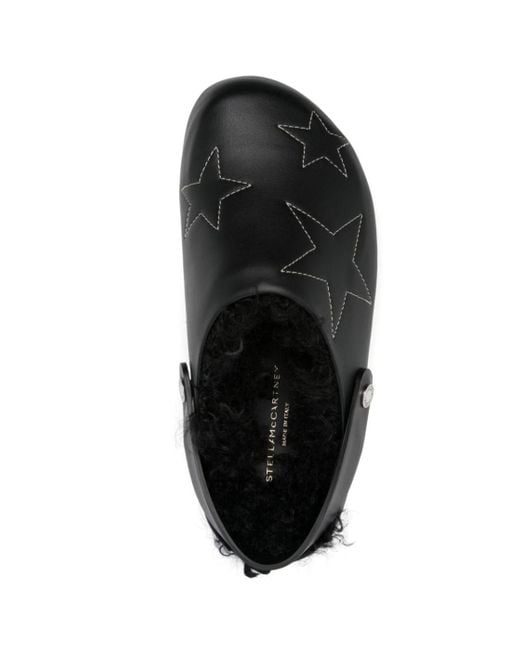 Stella McCartney Black Star Stitched Slip-On Slippers