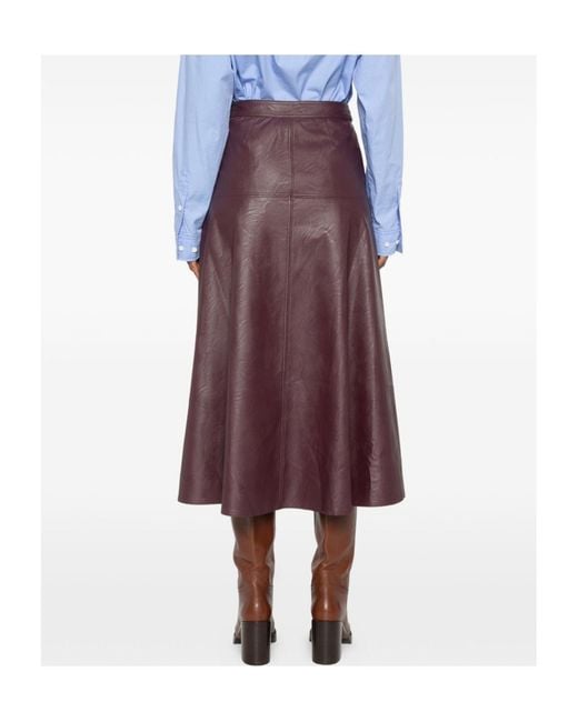 Forte_forte Purple Panelled A-Line Midi Skirt
