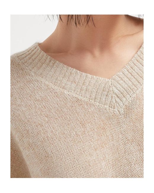 Brunello Cucinelli Blue V-Neck Drop-Shoulder Jumper
