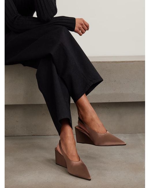 Alaïa Brown Alaïa Cube Wedge Slingback Pumps