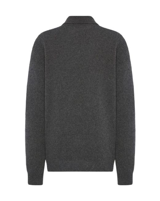 The Row Gray Oashi Polo-Collar Sweater