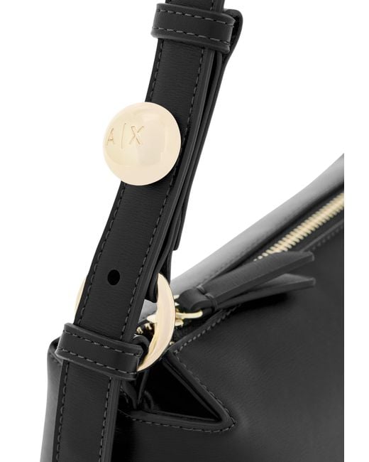 ARMANI EXCHANGE Black Logo-Print Shoulder Bag