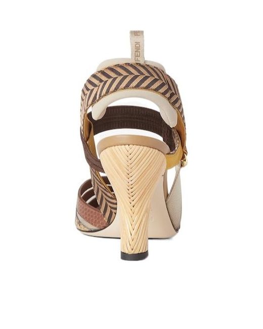 Fendi Metallic High-Heeled Mesh And Ayers Leather Slingbacks