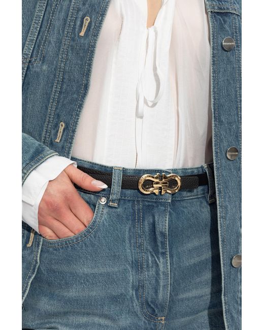 Ferragamo White Logo Double-Sided Belt