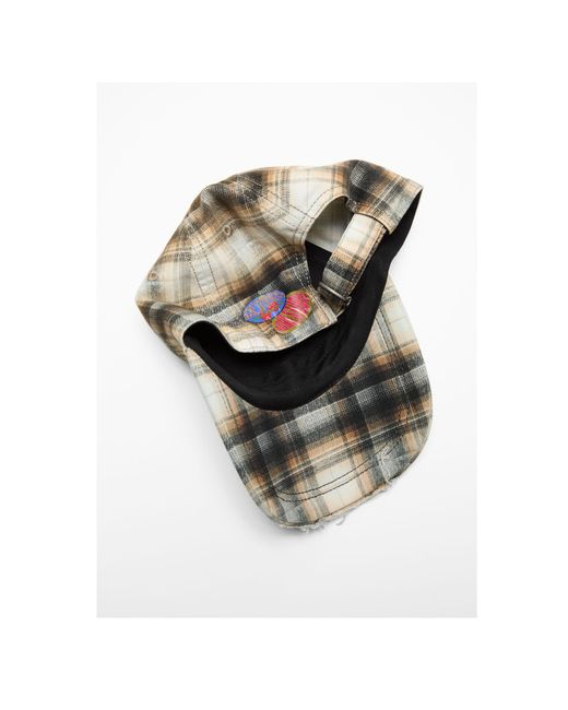 Acne Natural Logo Embroidered Checked Cap for men