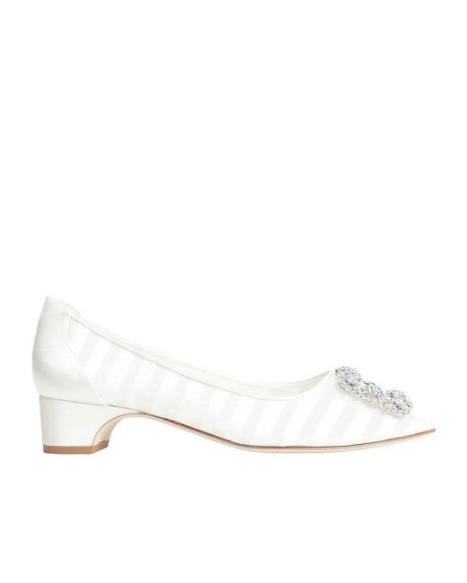 Manolo Blahnik White Pointed-Toe High Heels