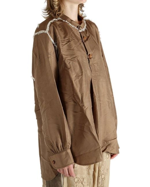 Commun's Brown Loose Reverse Motif Shirt