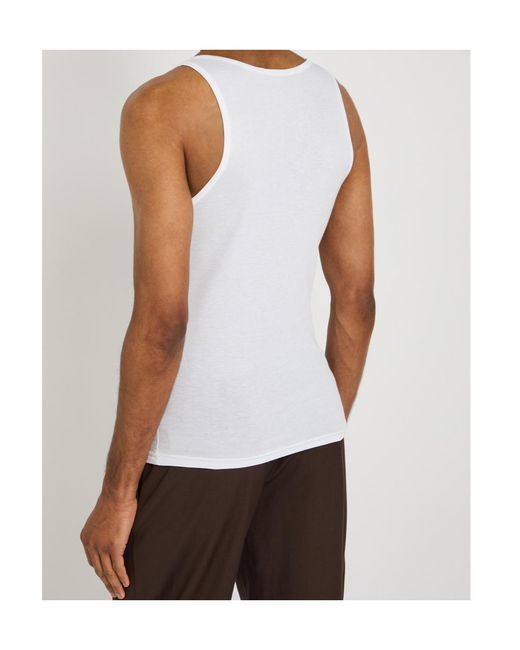 Tom Ford White Ribbed Logo Track Tank Top for men