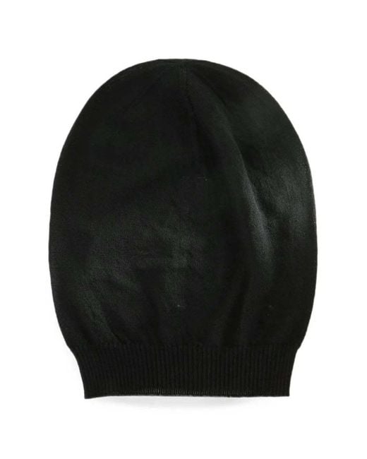 Rick Owens Black Ribbed-Trim Beanie Hat for men