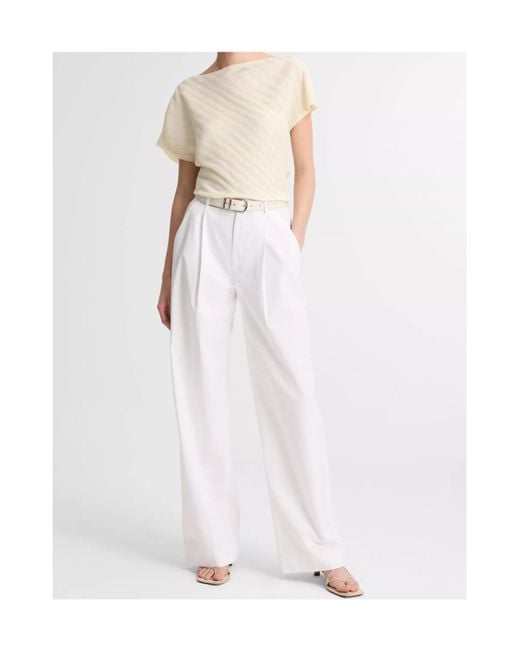 Vince White Diagonal Pleated Top