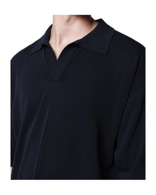 Roberto Collina Blue Drop-Shoulder Polo Shirt for men