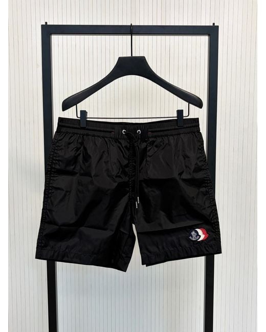 Moncler Gray Logo-Patch Swim Shorts for men