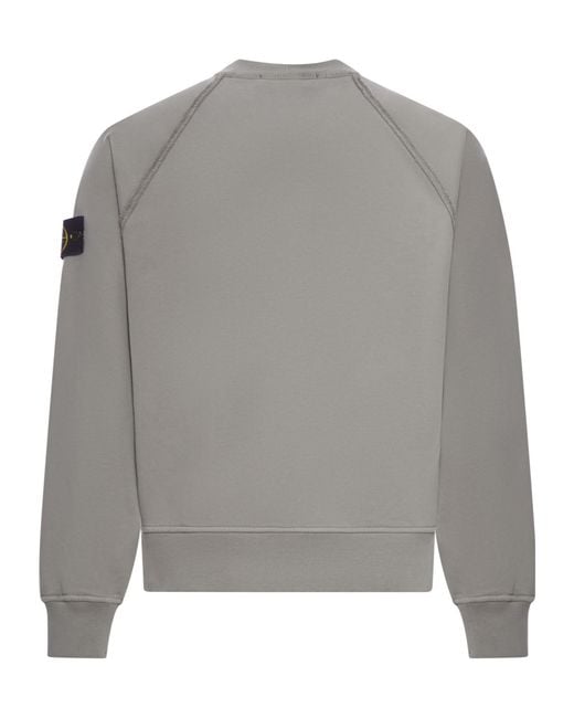 Stone Island Gray Logo Patch Crewneck Sweatshirt for men