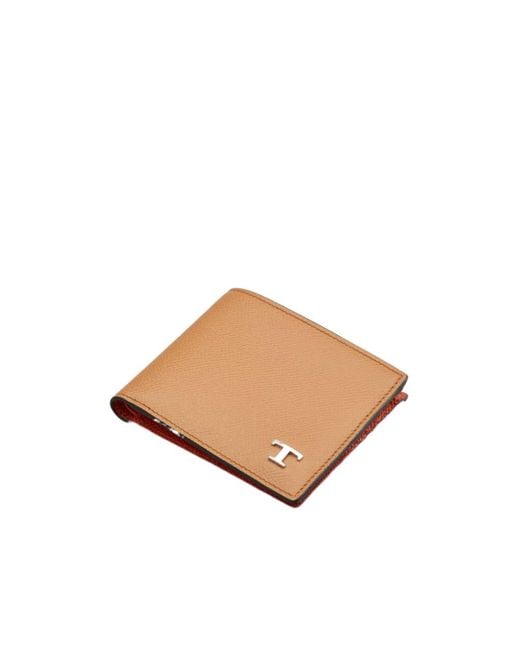 Tod's Brown Logo Plaque Bi-Fold Wallet for men