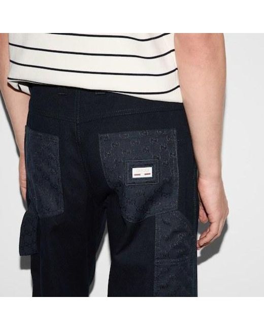 Gucci Blue Heavy Web Lable Pants for men