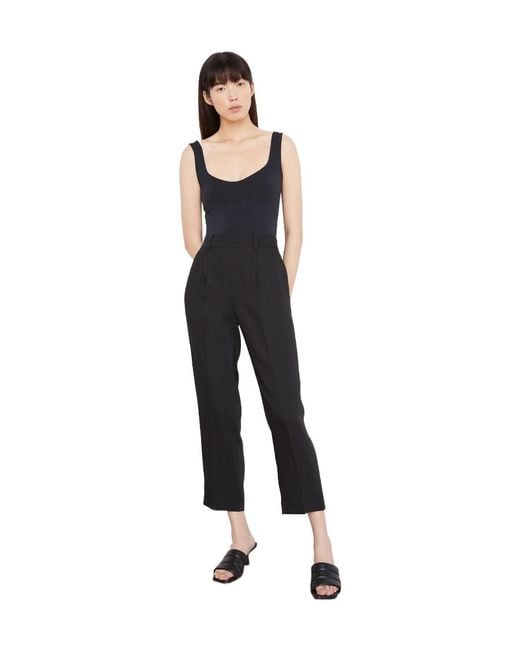 Vince Blue High-Waist Tapered-Leg Pleated Trousers