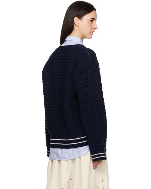 Ganni Blue Button-Detail V-Nneck Jumper