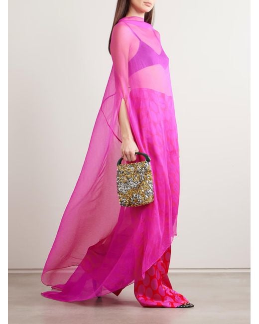 Dries Van Noten Pink Silk Cape