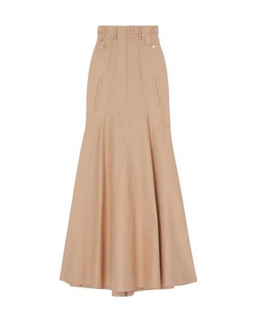 Burberry Natural High-Waist Flared Skirt