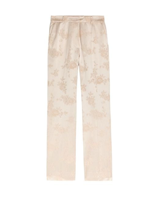 Ganni Natural Patterned Satin Trousers