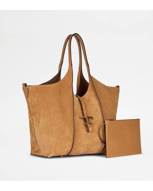 Tod's Brown T-Timeless Suede Shoulder Bag