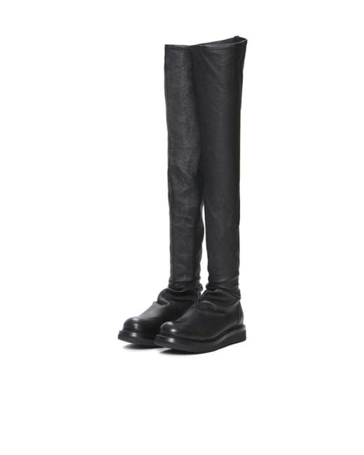 Rick Owens Black Old Stretch Over-The-Knee Boots
