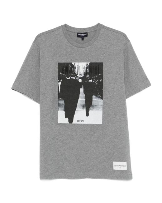 Emporio Armani Gray Graphic-Print T-Shirt for men