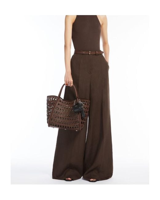 Max Mara Brown Woven Top Handle Bag