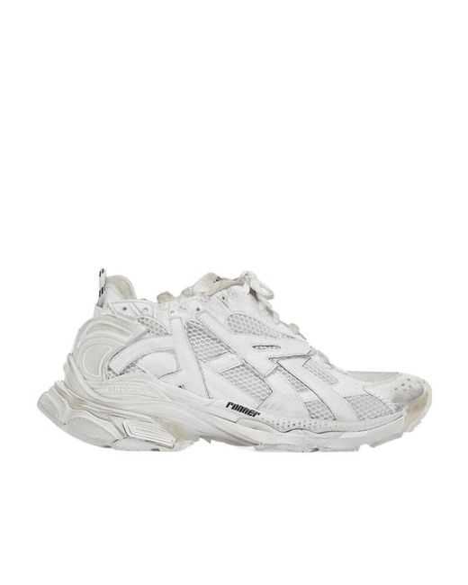 Balenciaga White Lace-Up Runner Sneakers for men
