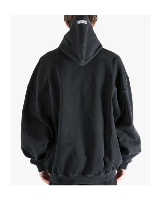 Vetements Black Logo Detailed Drawstring Hoodie for men