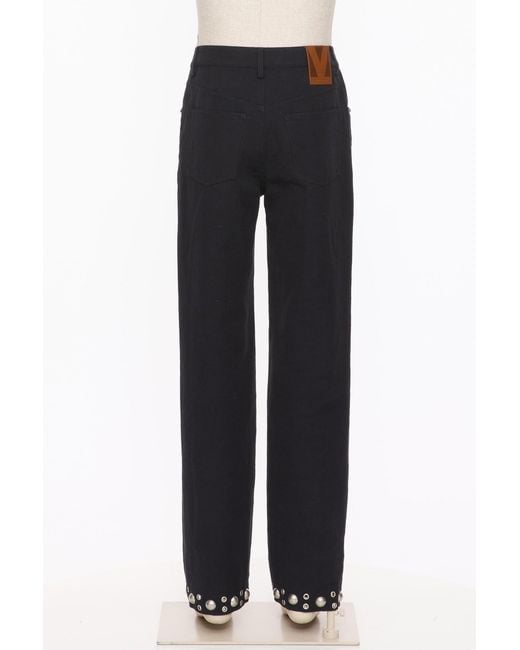 Valentino Black Eyelet Detailed Straight Leg Trousers for men