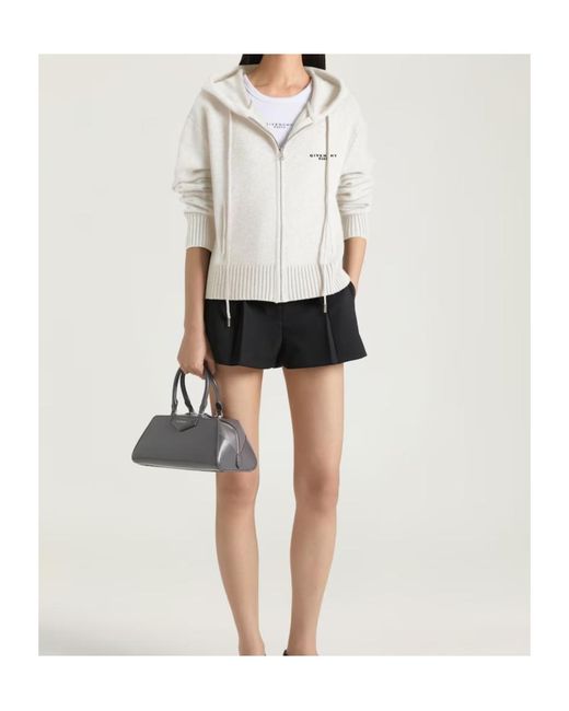 Givenchy White Paris Signature Embroidered Zipped Hoodie