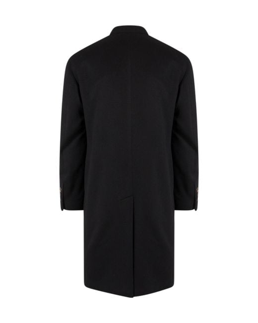 Tagliatore Black Double-Breasted Mid-Length Coat for men