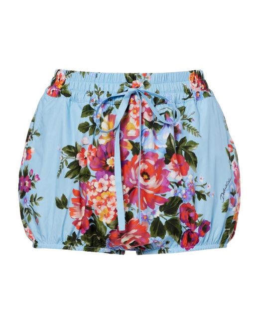 Dolce & Gabbana Blue Floral Cotton Poplin Shorts