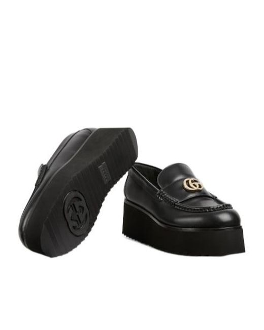Gucci Black Double G Creeper Loafer, Leather